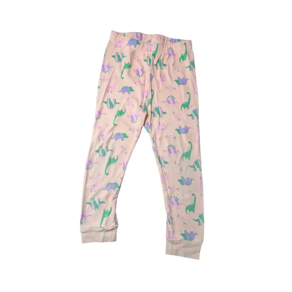 Wonder Nation-Pink Dinosaur Pajamas-Size 5T-Pink Dino Top-Multicolor Dino Bottom